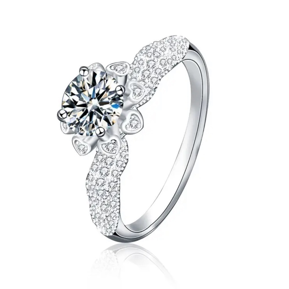 Certified 1ct t.w. Moissanite 18K Silver Engagement Wedding Ring NEW